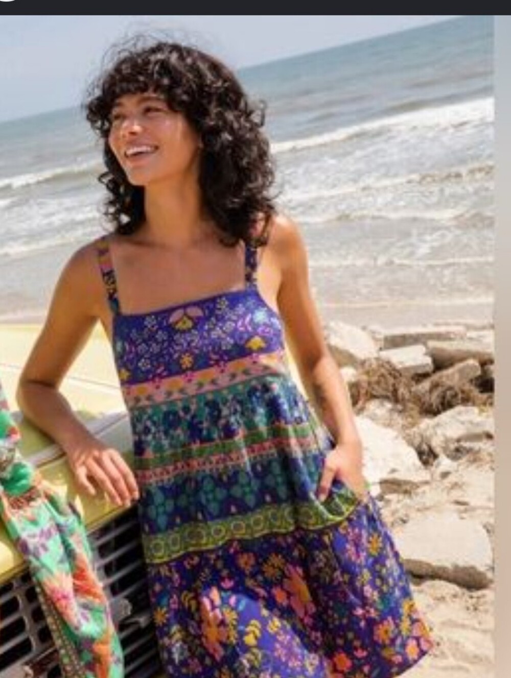 NATURAL LIFE Blue Floral Patchwork Mini Dress Size Medium